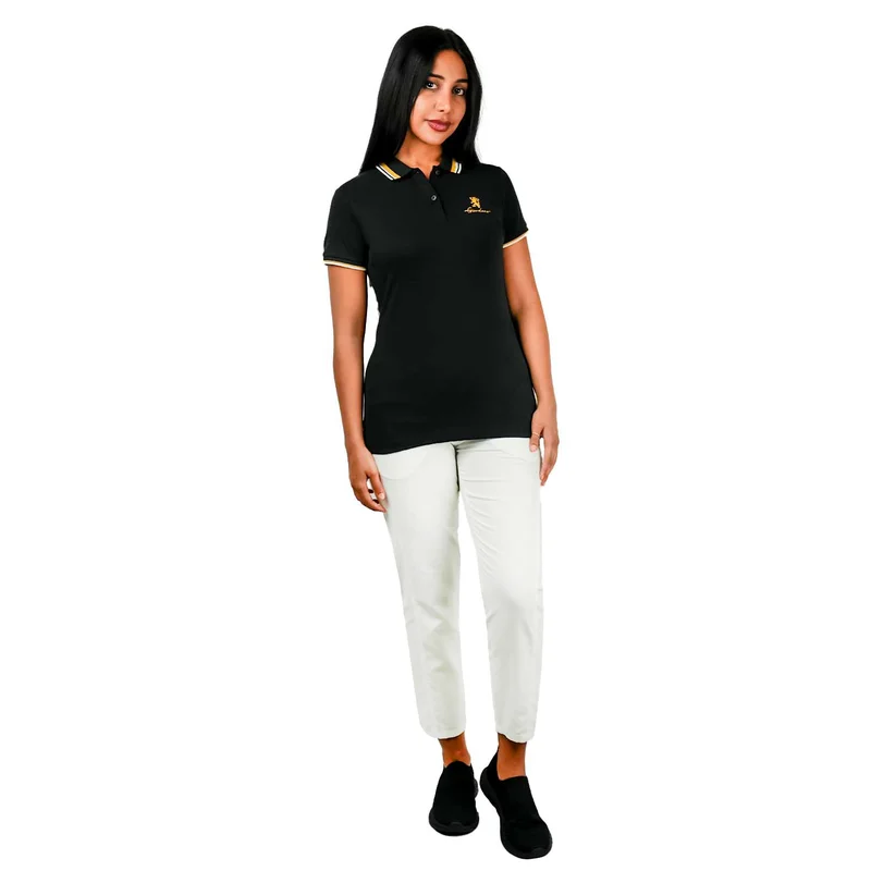 GIORDANO Women's Classic Cotton Pique Polo - Slim Fit, Embroidered Detail