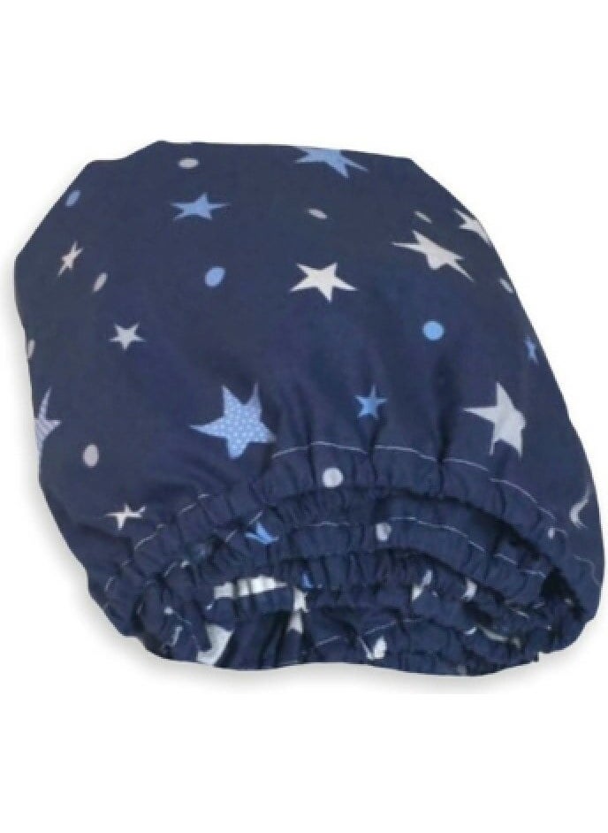 Bebek Özel Baby Special Cotton Baby and Kids Fitted Sheet Navy Blue Background with White Stars 80 x 180 cm  - Image 1