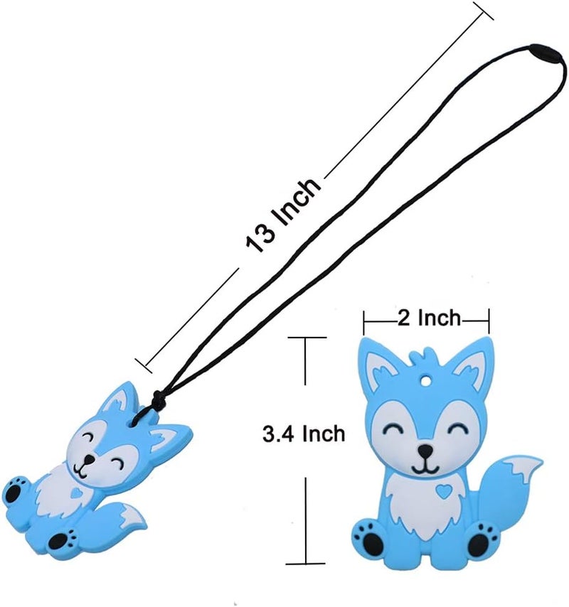 LeeYean Sensory Chew Necklace for Kids, Boys, and Girls - 2 Pack Fox Silicone Baby Teether Toys for Teething, Autism, Biting, ADHD, SPD, Chewy Oral Motor Chewing Toy Jewelry for Adults - Image 4