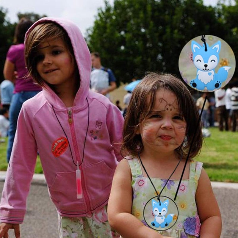 LeeYean Sensory Chew Necklace for Kids, Boys, and Girls - 2 Pack Fox Silicone Baby Teether Toys for Teething, Autism, Biting, ADHD, SPD, Chewy Oral Motor Chewing Toy Jewelry for Adults - Image 5