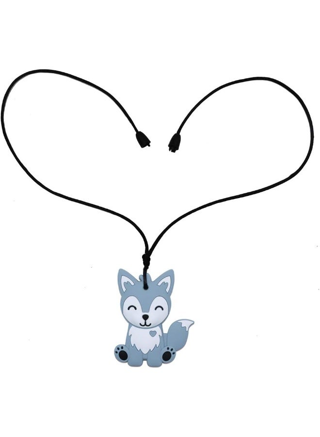 LeeYean Sensory Chew Necklace for Kids, Boys, and Girls - 2 Pack Fox Silicone Baby Teether Toys for Teething, Autism, Biting, ADHD, SPD, Chewy Oral Motor Chewing Toy Jewelry for Adults - Image 2