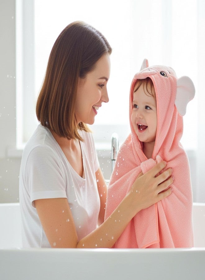 PAX PARROT Ultra-Soft Baby Hooded Towel – 100% Cotton Wrap Your Little one in Softness and Joy, Hypoallergenic & Super Absorbent Bath Wrap for Newborns & Toddlers | Cute Animal Design,(0-5Years) (Peach Elephant) - Image 4