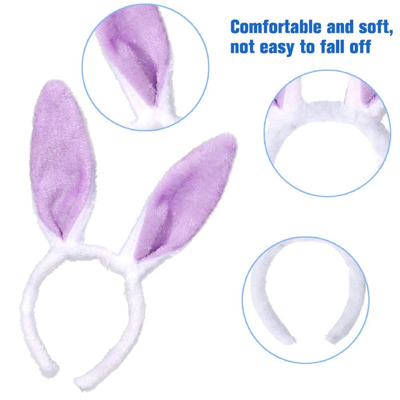 XIMISHOP 12pcs Bunny ears, Plush Bunny Rabbit Ear Headband Hairband for Woman Kids for Easter Party Favor(11.81inch length) - Image 3