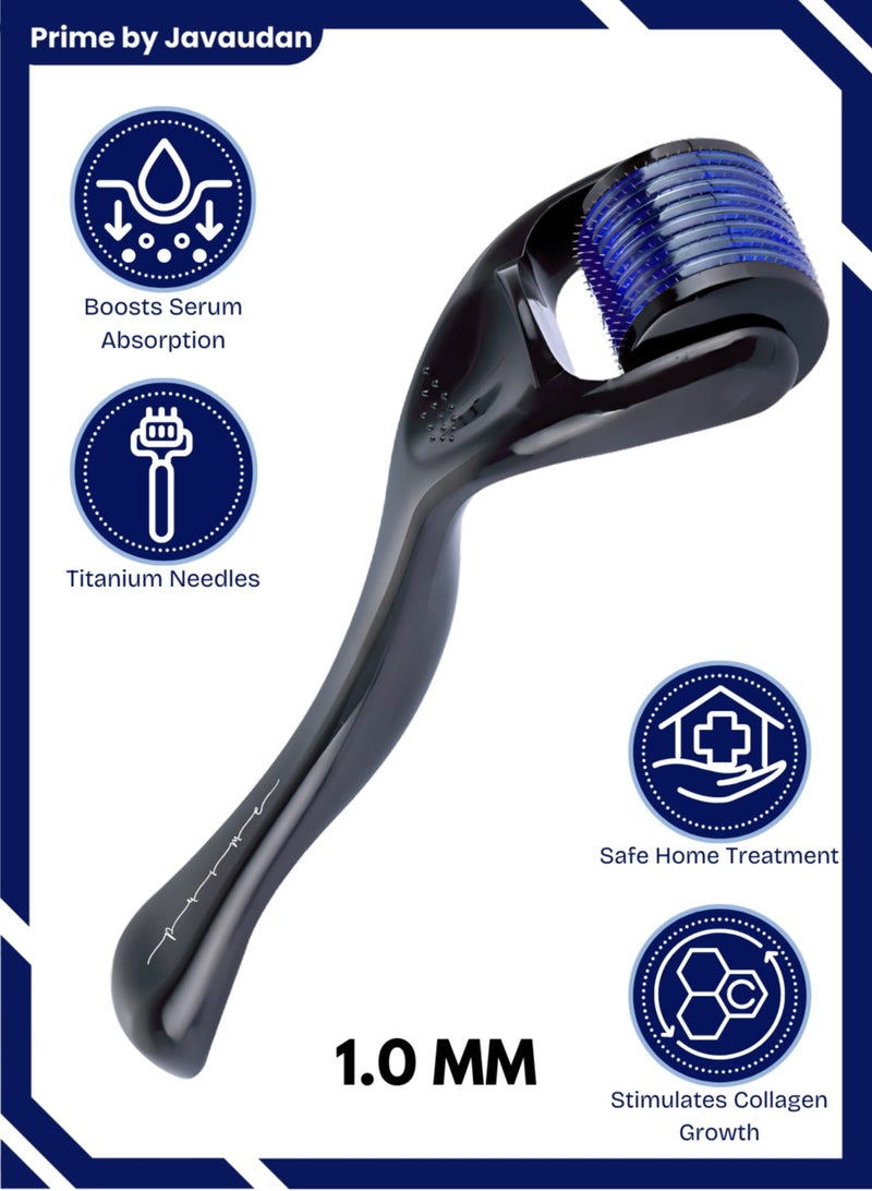 Prime by javaudan Titanium 540 Needle Derma Face Roller 1.0mm for Hair Growth, Deep Collagen Boost & Skin Renewal – Microneedling Tool for Scalp, Face & Body – Professional Skincare at Home - Image 1
