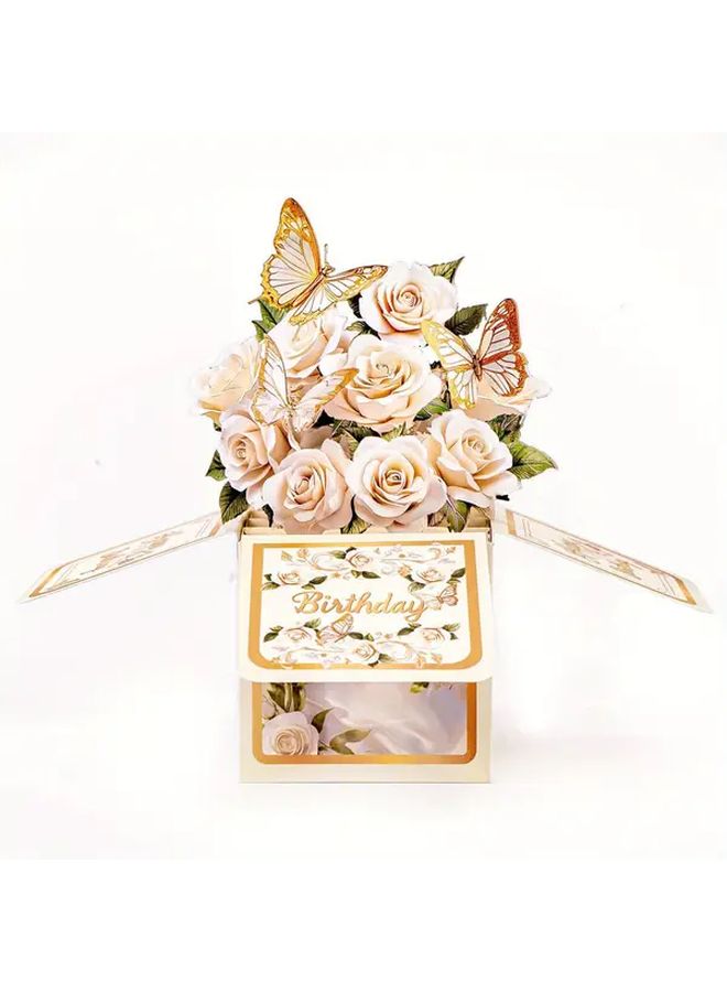 White Rose Floral Design 3D Card Box For Birthday Gifts And Party Decorations - Image 4