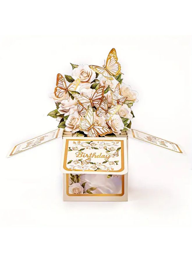 White Rose Floral Design 3D Card Box For Birthday Gifts And Party Decorations - Image 2
