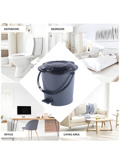 Kuber Industries Kuber Industries 7 Ltr Plastic Dustbin for Home with Pedal, Lid & Handle | Dustbin for Kitchen, Bathroom & Office | Garbage Bin for Wet or Dry Waste | Check Dhakkan- Grey & Black  - Image 4
