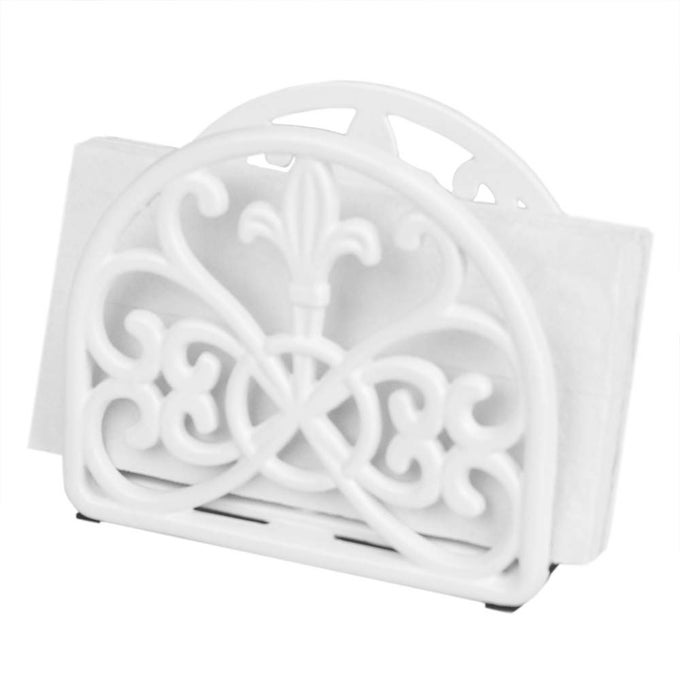 CAST IRON PAPER NAPKIN HOLDERFREESTANDING TISSUE DISPENSER FOR KITCHEN COUNTERTOPS DINING PICNIC TABLE INDOOR OUTDOOR USE WHITE