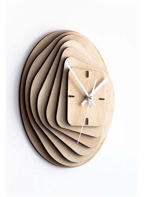 Round to Square Wooden Wall Clock