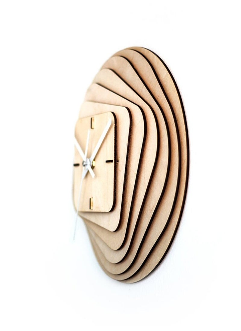 Home Gallery - Round to Square Wooden Wall Clock - Image 1
