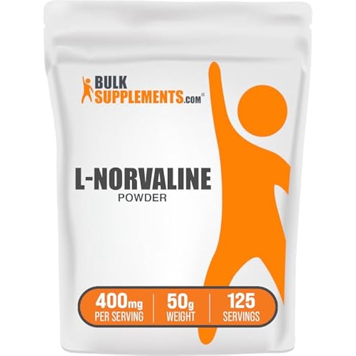 BulkSupplements.com L-Norvaline Powder - L-Norvaline Supplement, Nitric Oxide Supplement - Amino Acid Supplement, Gluten Free, 400mg per Serving, 50g (1.8 oz) (Pack of 1) - Image 1