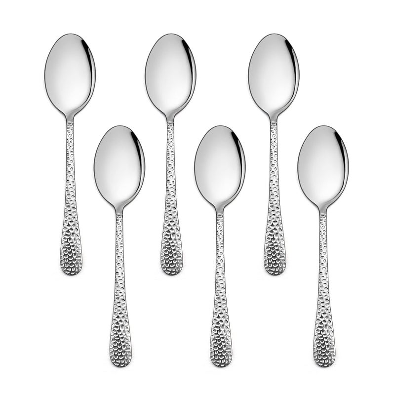 E-far Efar Stainless Steel Kids Spoons 6Piece Toddlers Spoons Safe for PreschoolerChildren Hammered Adult look Small Size Rust Free Dishwasher Safe - Image 3