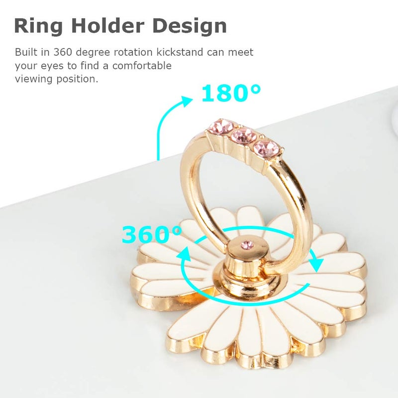 WATACHE Finger Ring Stand, 2 Pack Luxury Glitter Diamond Universal Metal Smartphone Finger Ring Grip Holder Kickstand for iPhone/iPad/Samsung/HTC/Nokia/Cellphones/Tablet,Round[White+Pink] - Image 3
