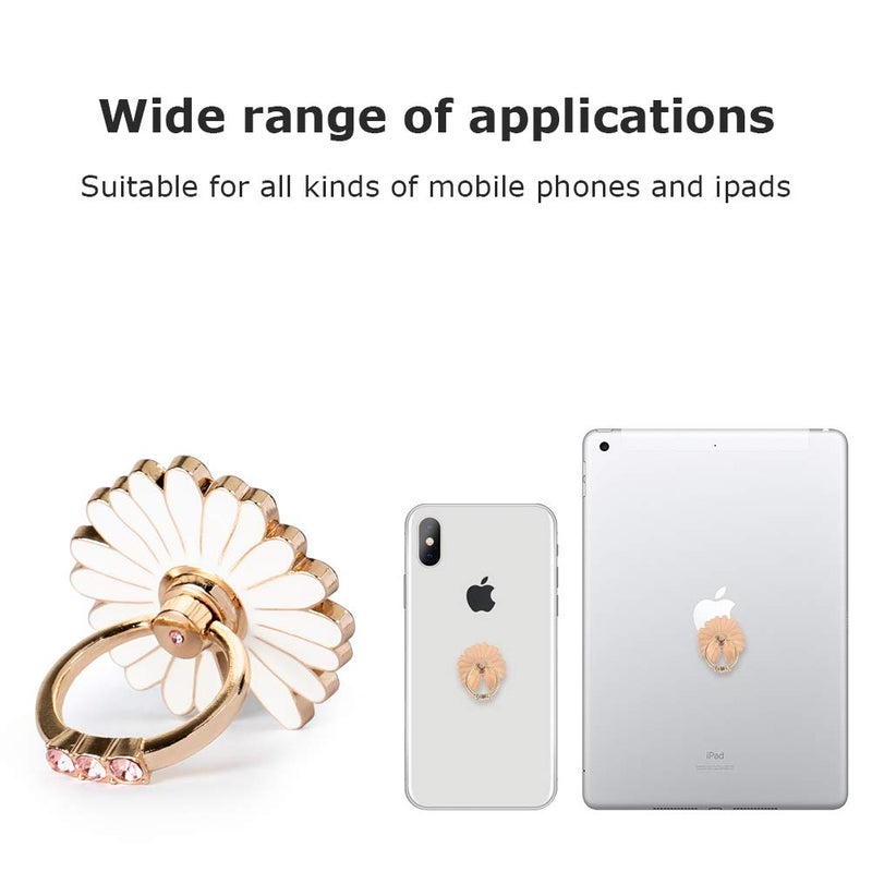 WATACHE Finger Ring Stand, 2 Pack Luxury Glitter Diamond Universal Metal Smartphone Finger Ring Grip Holder Kickstand for iPhone/iPad/Samsung/HTC/Nokia/Cellphones/Tablet,Round[White+Pink] - Image 2