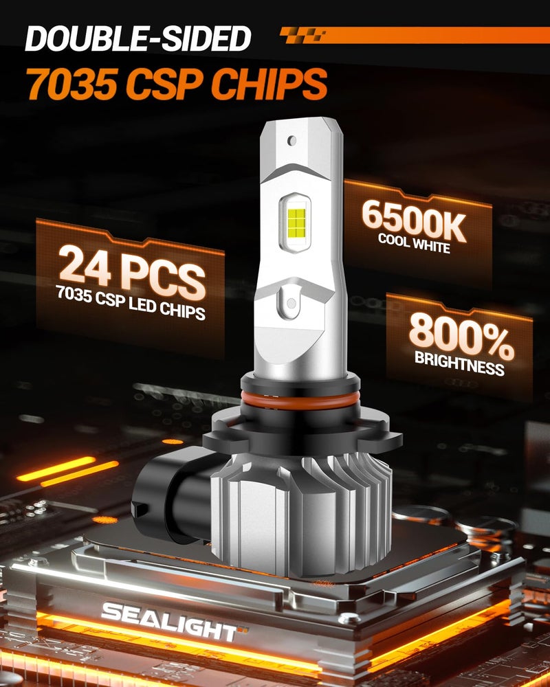 SEALIGHT 9145 H10 LED Fog Light Bulbs or DRL, 18000LM 800% Brightness 9140 H10 9145 LED Fog Lights LED Bulb for Car, 6500K Cool White 984 FT Strong Penetration, 60000 Hours Lifespan, Pack of 2 - Image 4