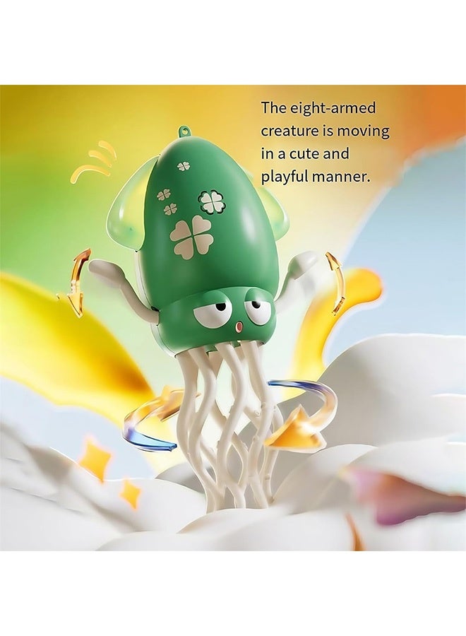 Interactive Octopus Dancing with Fishing Rod- Electric Crawling Octopus Toy with LED Lights & Music, Smart Sensor Avoidance Great Stress Relief Toy for Office/Home (Green) - Image 2