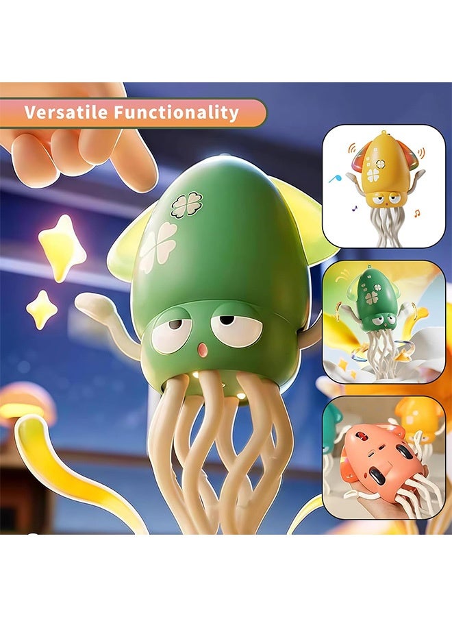 Interactive Octopus Dancing with Fishing Rod- Electric Crawling Octopus Toy with LED Lights & Music, Smart Sensor Avoidance Great Stress Relief Toy for Office/Home (Green) - Image 5