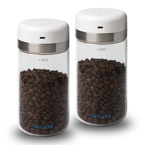 SHELBRU Smart Coffee Container & Food Storage w/Electric Vacuum Seal, Airtight Coffee Canister for Whole & Ground Bean Storage, Durable Borosilicate Glass Jar, Charging Cable Included, 10.5oz / 250g - Image 1