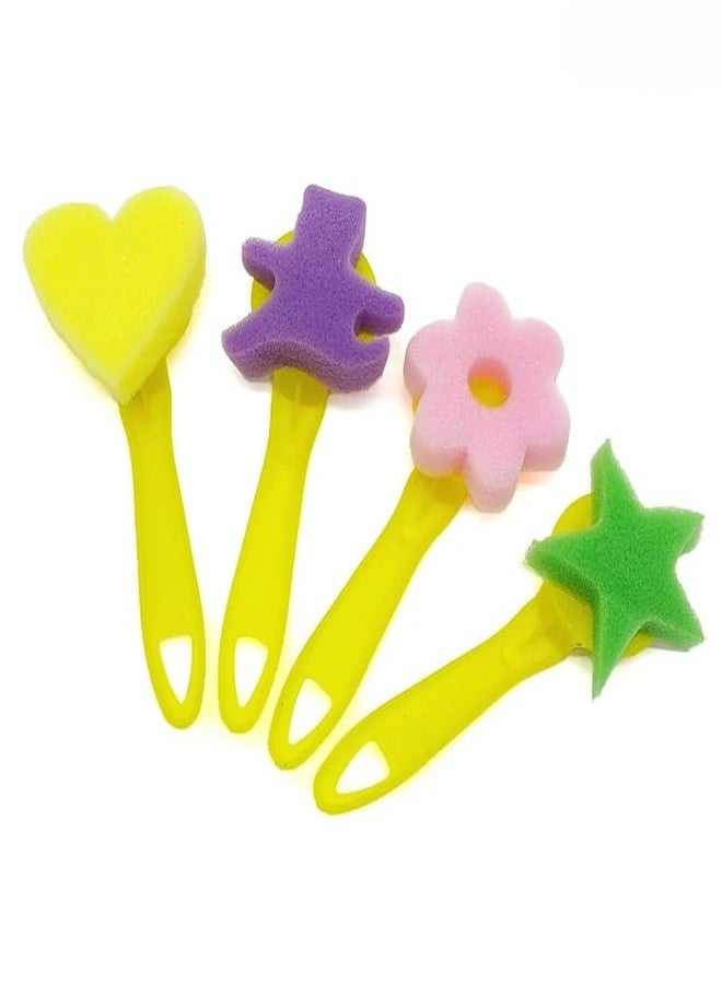 4Pc Sponge Stamp Set with Plastic Handle – Versatile Stamps for Crafting and Art Projects