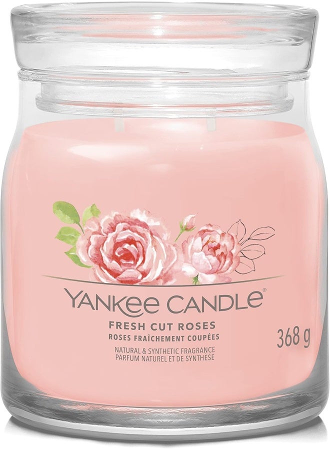 YANKEE CANDLE شمعة معطرة بتوقيع | شمعة في وعاء برائحة الورد الطازج مع فتيلين | شمعة طويلة الاحتراق من مزيج شمع الصويا | هدايا مثالية للنساء - Image 1