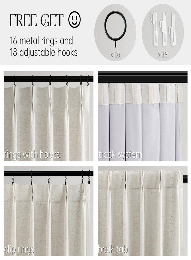 Topfinel Natural 90 Inches Long Linen Curtains for Bedroom,Full Blackout Pinch Pleated Thermal Insulated Soundproof Curtains, Oatmeal Decorative Farmhouse Lined Drapes 2 Panels Set for Living Room Sliding Door - Image 3