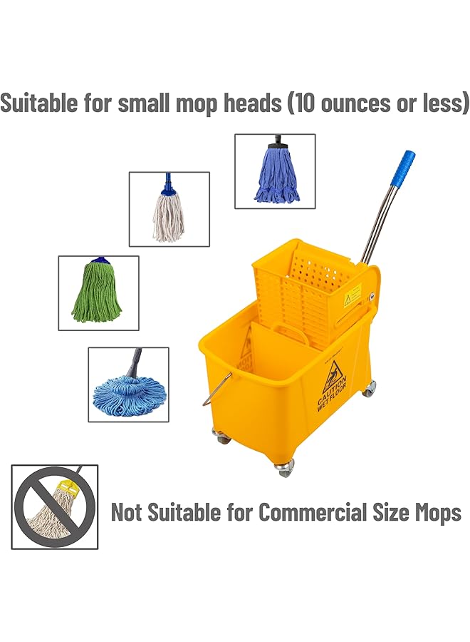 erorex Mop Bucket With Wringer 22 Qt 5.5 Gallon Floor Cleaning Handle Wheels 16.25 Inch L X 10.75 Inch W X 24.5 Inch H Yellow - Image 5