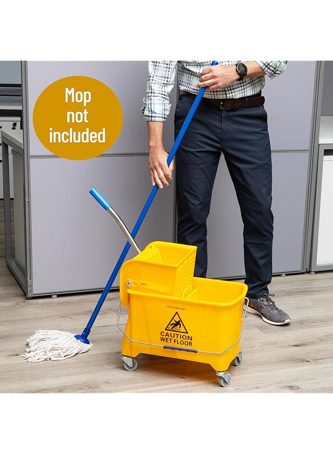 erorex Mop Bucket With Wringer 22 Qt 5.5 Gallon Floor Cleaning Handle Wheels 16.25 Inch L X 10.75 Inch W X 24.5 Inch H Yellow - Image 3