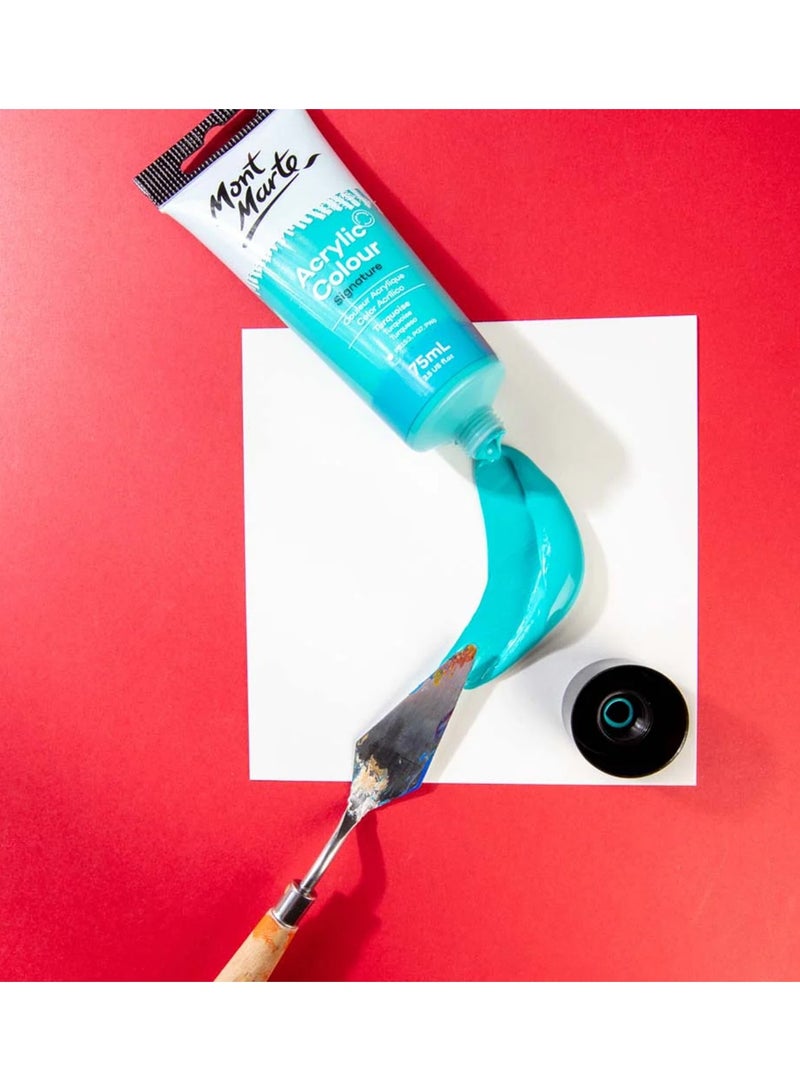 Mont Marte Signature Acrylic Colour Paint Tube 75ml Content Turquoise  - Image 2