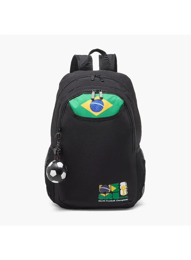 Unique 18 Inch-Backpack-World Cup-2 Cmprts-Brazil (Polyester) Muticolour \ 33X14X46