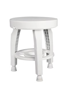 Swivel Shower Stool Seat with Storage Shelf Rotating Shower Chair for Bathtub Tool-Free Assembly White