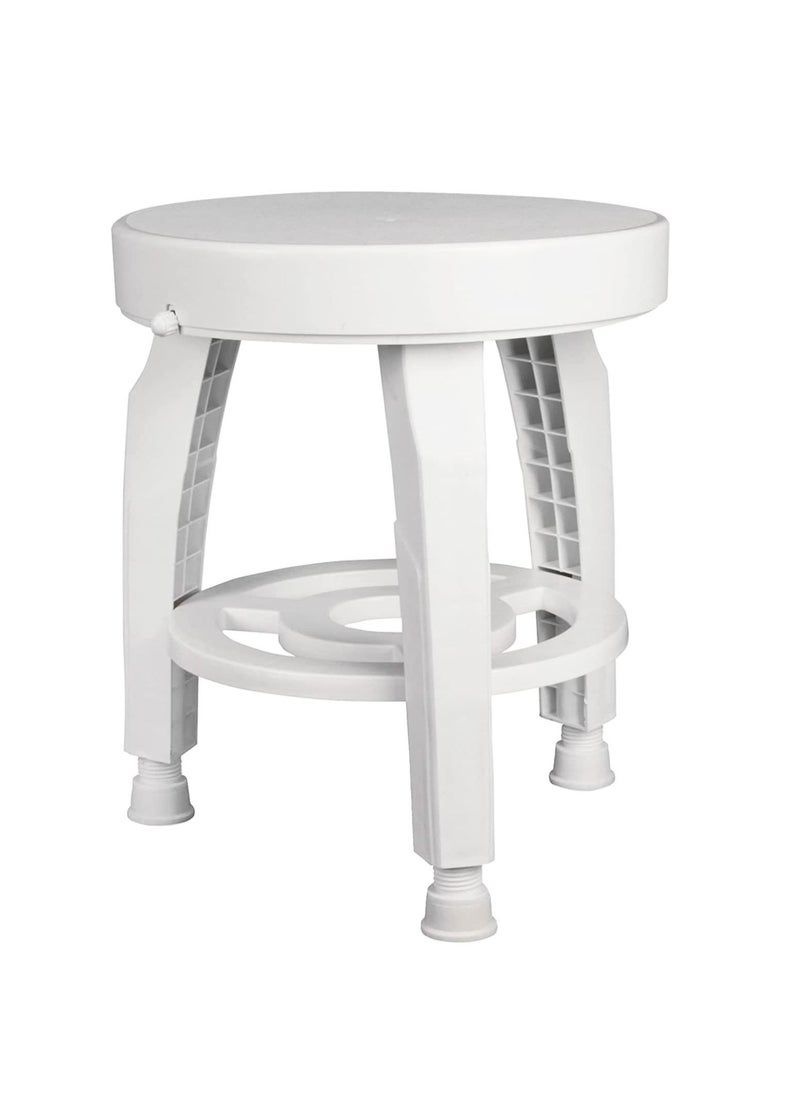 Arabest - Swivel Shower Stool Seat with Storage Shelf Rotating Shower Chair for Bathtub Tool-Free Assembly White - Image 1