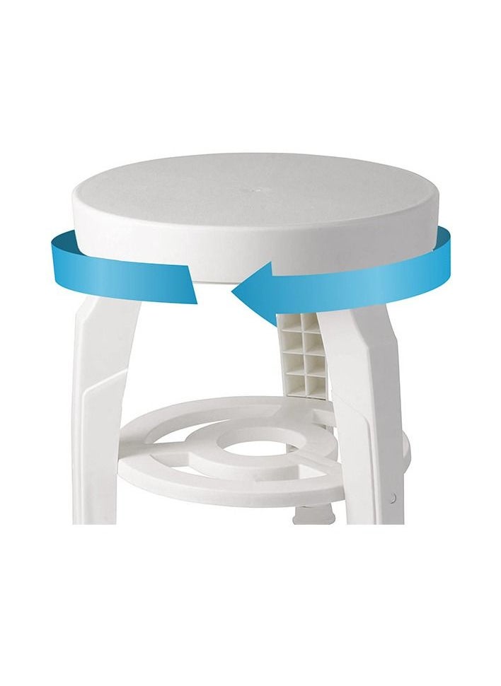 Arabest - Swivel Shower Stool Seat with Storage Shelf Rotating Shower Chair for Bathtub Tool-Free Assembly White - Image 1