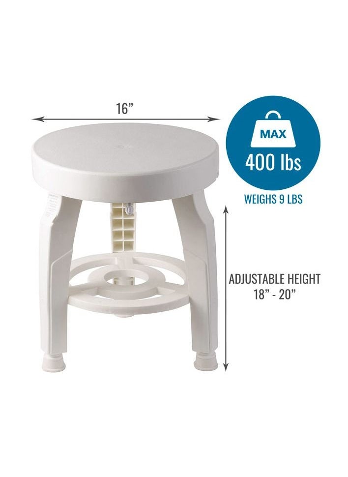 Arabest - Swivel Shower Stool Seat with Storage Shelf Rotating Shower Chair for Bathtub Tool-Free Assembly White - Image 1