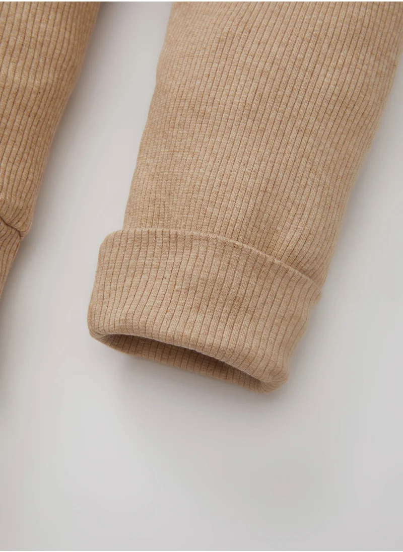 DeFacto Short Sleeve Snap-Up Bodysuit With Ribbed Scarf 3-Piece Set