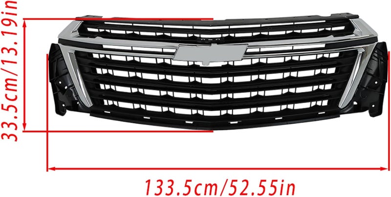 Silscvtt Front Bumper Hood Grille Upper Black with Chrome Trim for 2022-2023 Traverse - Image 3