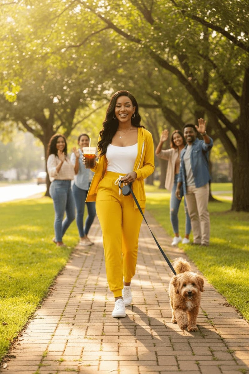 CLOCOR 2 Piece Outfits for Women - Casual 2 Piece Sweatsuit Pocket Tracksuit Long Sleeve with Patchwork Pants Set Yellow L - Image 2