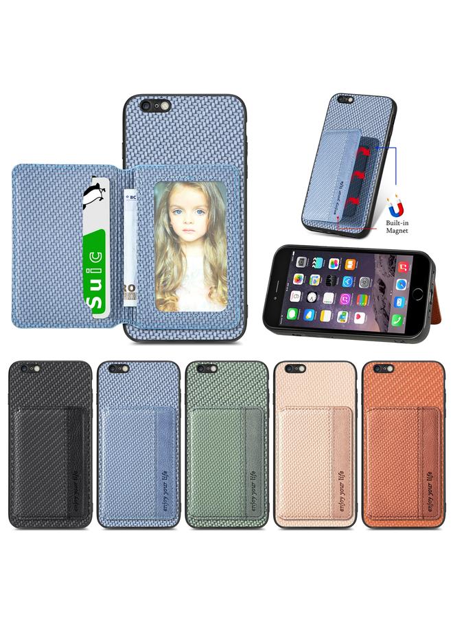 اس-توب جراب هاتف iPhone 6 / 6s مصنوع من ألياف الكربون وحقيبة بطاقات مغناطيسية - Image 4