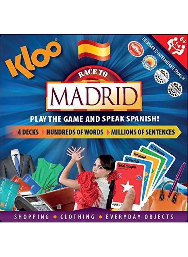 KLOO Games Kloo'S Race To Madrid The Learn To Speak Spanish Language Board Game Shopping Clothing & Everyday Objects - Image 1