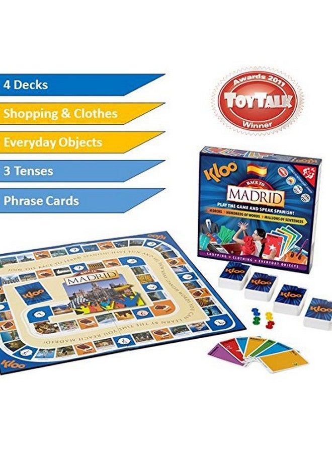 KLOO Games Kloo'S Race To Madrid The Learn To Speak Spanish Language Board Game Shopping Clothing & Everyday Objects - Image 3