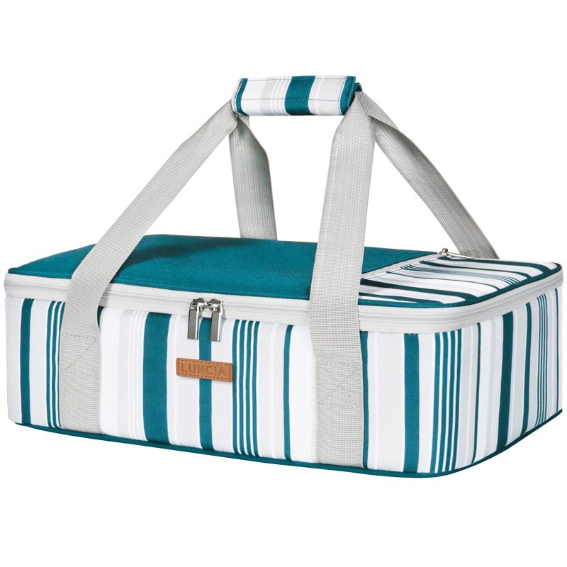 Luncia Insulated Casserole Carrier For Hot Or Cold Food, Lasagna Lugger Tote For Potluck Parties/Picnic/Cookouts, Fits 9""X13"" Baking Dish, Green - Image 1