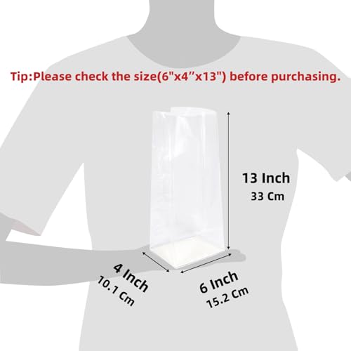 Morepack Gusseted Flat Bottom Cellophane Bags with Paper Insert 50Pcs 6x4x13 Inches Gusseted Cello Bags - Image 2