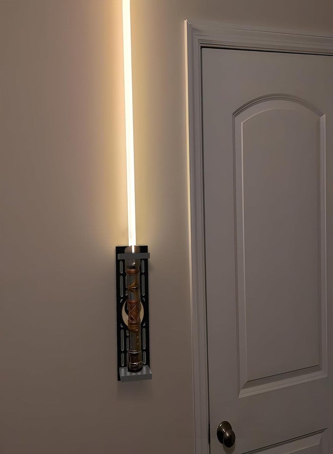 poceton Lightsaber Wall Mount with Pattern, Wooden Lightsaber Stand for Lightsaber Display, Vertical Lightsaber Wall Mount Holder for Most Lightsaber Displays, Gift for Lightsaber Collectors (03) - Image 2