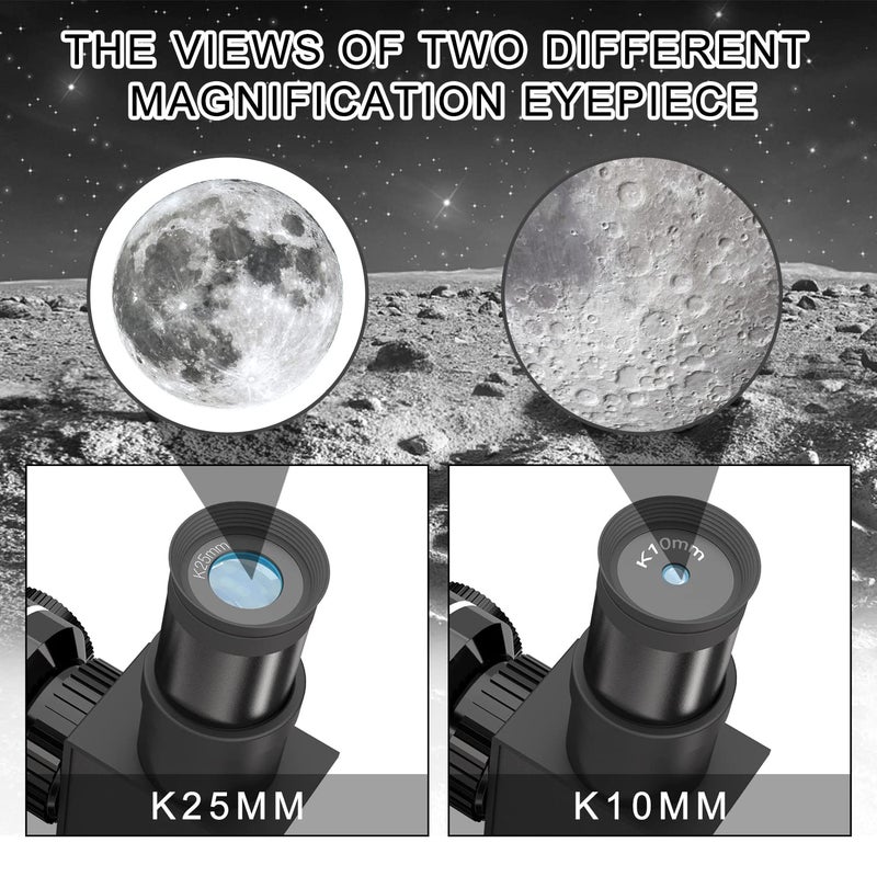 ECOOPRO Telescope for Kids & Adults, 70mm Aperture 360mm Refractor (15X-150X) Telescope for Astronomy Beginners, Portable Travel Telescopes with Phone Adapter & 2 Eyepieces - Image 4