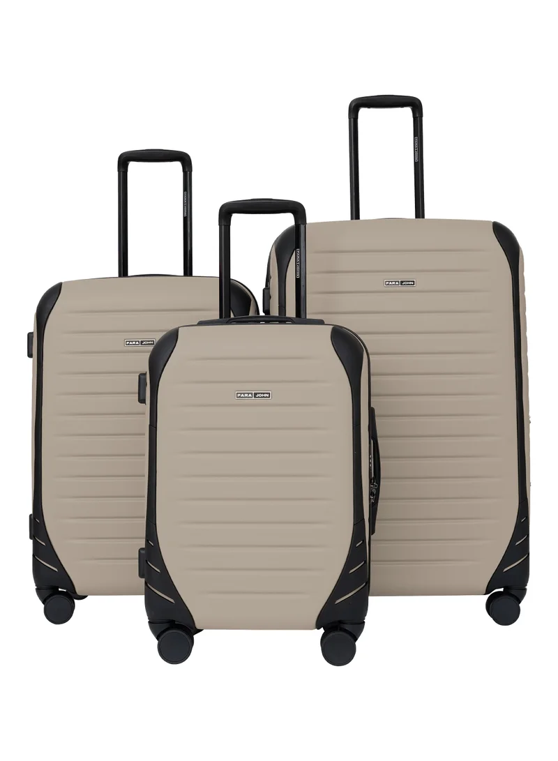Parajohn Altiv Series 3 Piece Lightweight Luggage Set | Small 10KG, Medium 20KG & Large 30KG ABS 8 Wheels Luggage - Beige