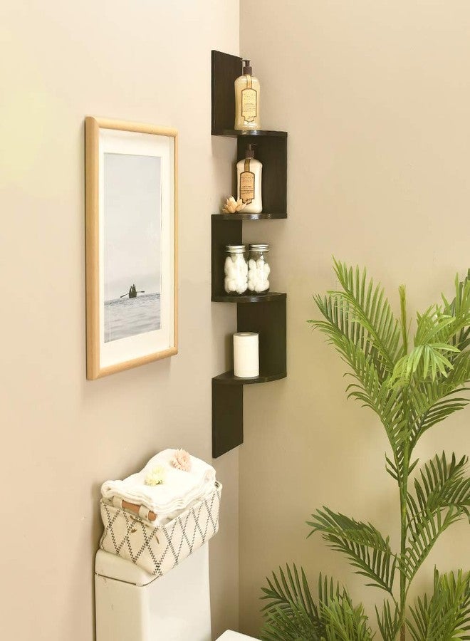 WELLAND Zig Zag 4 Tiers Black Finished Floating Shelf,Wall Mounted Corner Wall Shelf for Bed Room,Living Room,Kitchen and So on - Image 3