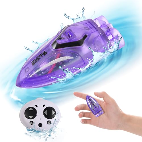 PowerTRC Mini Remote Control Boat RC Boat 360 Rotating 24 G Build in Rechargeable Battery Lake Swimming Pools Bathtubs Stunt Remote Control Boats - Image 1