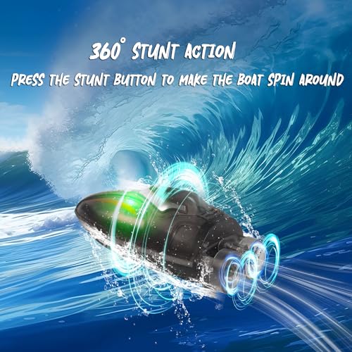 PowerTRC Mini Remote Control Boat RC Boat 360 Rotating 24 G Build in Rechargeable Battery Lake Swimming Pools Bathtubs Stunt Remote Control Boats - Image 5
