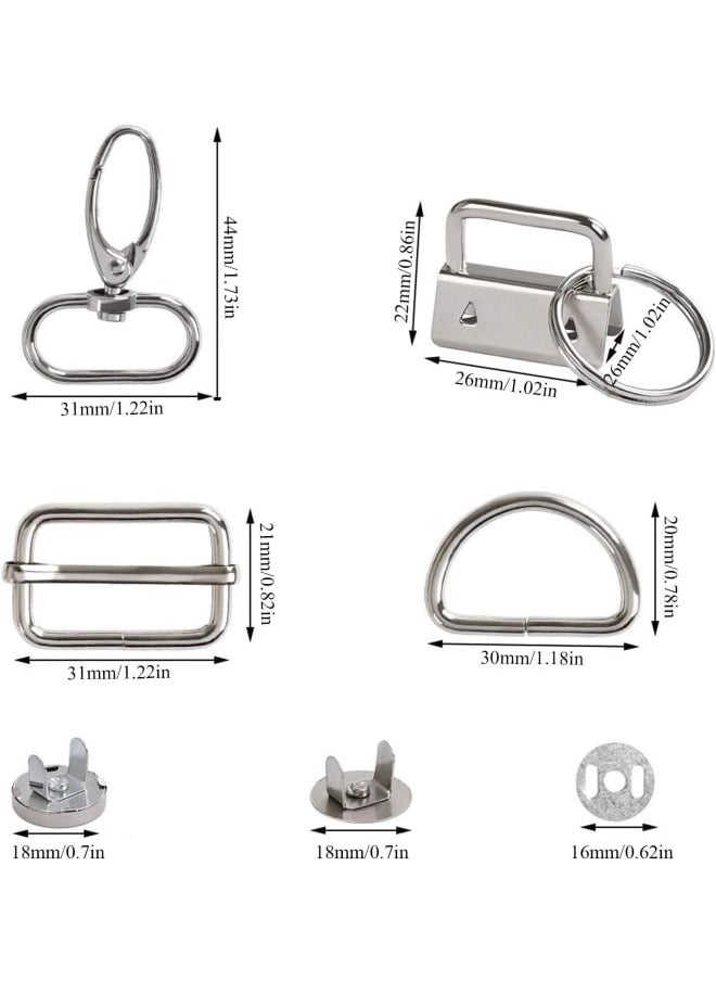 Generic - 46Pcs Metal Keychain Bulk with Swivel Snap Hooks Tri-Glide Buckles D-Rings Magnetic Buttons and Wristlet Hardware for Handbag Purse Hardware Craft Bag Making Supplies and Sewing Projects - Image 1