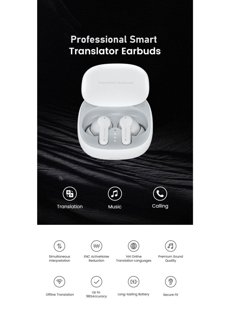 general Professional Smart Translator Earbuds M3 Intelligent Voice Translation Headset TWS Bluetooth Headphones Binaural Simultaneous Translation 144 Languages & Accents Translation Up to 98% Accuracy Simultaneous Interpretation Premium Sound Quality ENC Active Noise Reduction Bluetooth 5.0 Long-lasting Battery Music and Calling with APP Fit iOS & Android - Image 5