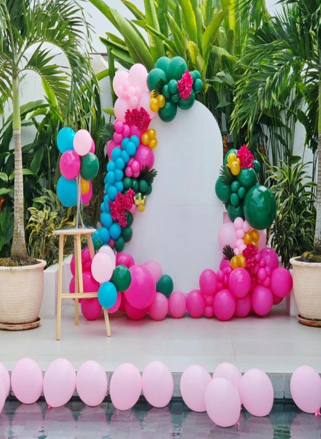 EASUTE Flamingo Tropical Balloon Arch Kit for Luau & Pool Party Decorations - 143pcs Hawaiian Theme Pink Flamingo Balloons Garland Hot Pink Dark Green Aloha Summer Beach Birthday Supplies - Image 3